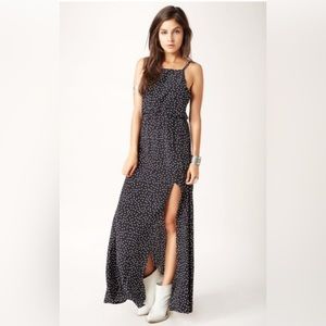 Stone Cold Fox Mina Maxi - high neck long dress with slit & white confetti print